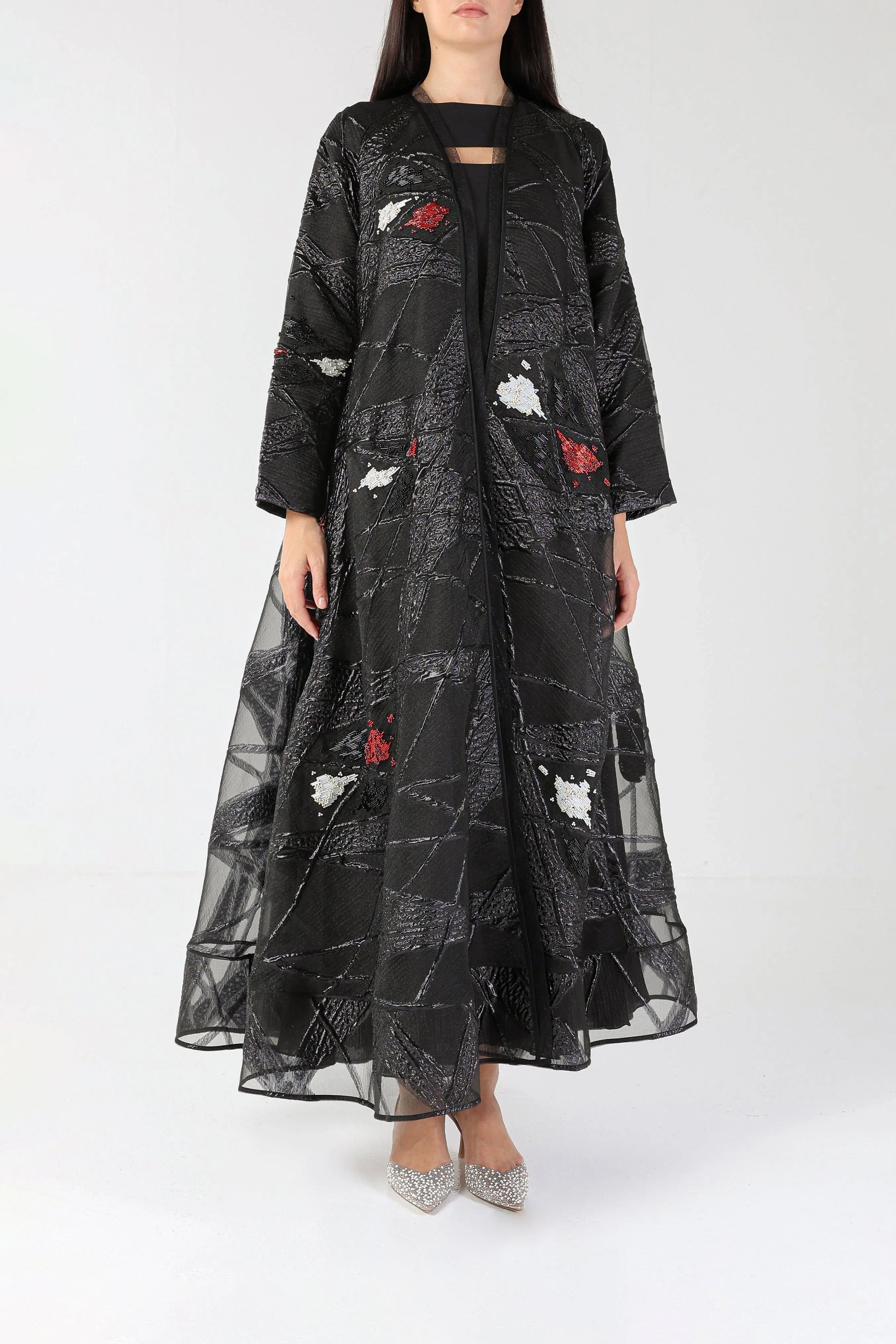 Scattered Stars on Black Brocade Sui Abaya