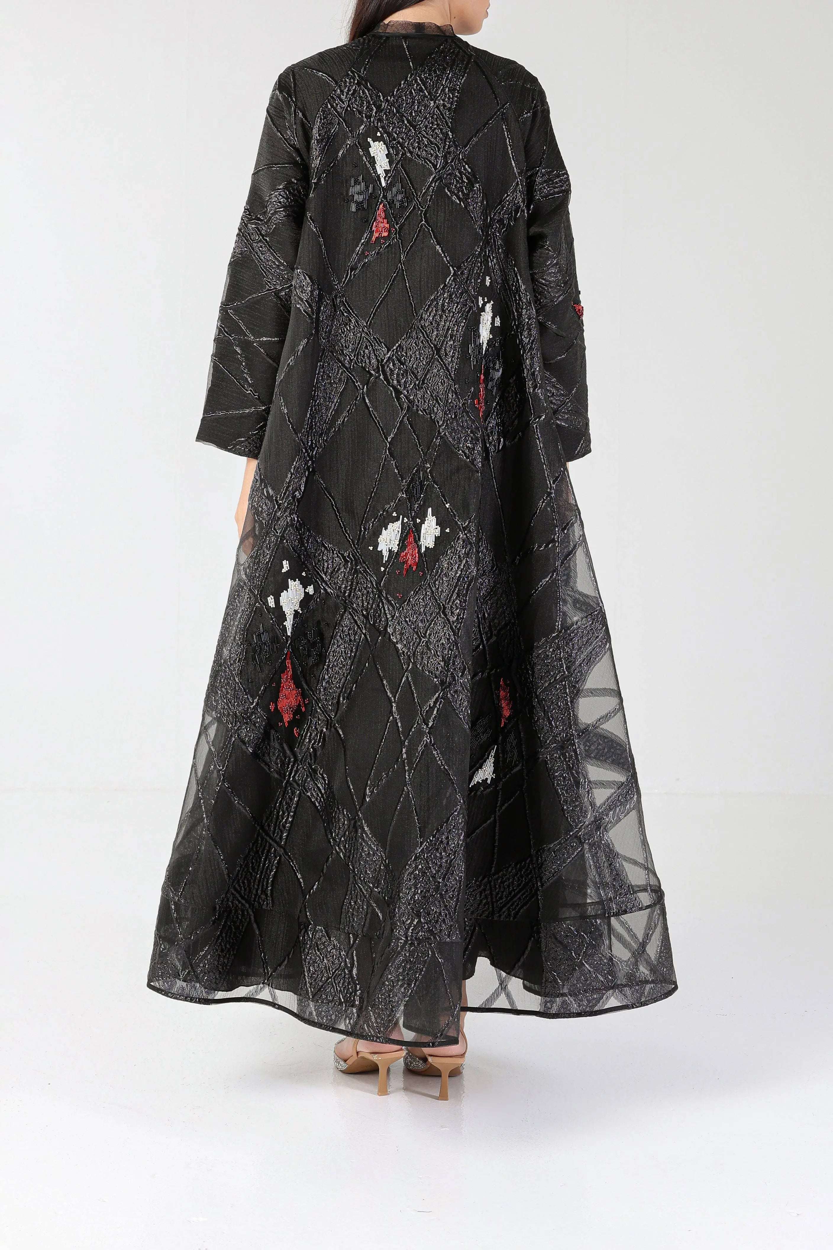 Scattered Stars on Black Brocade Sui Abaya