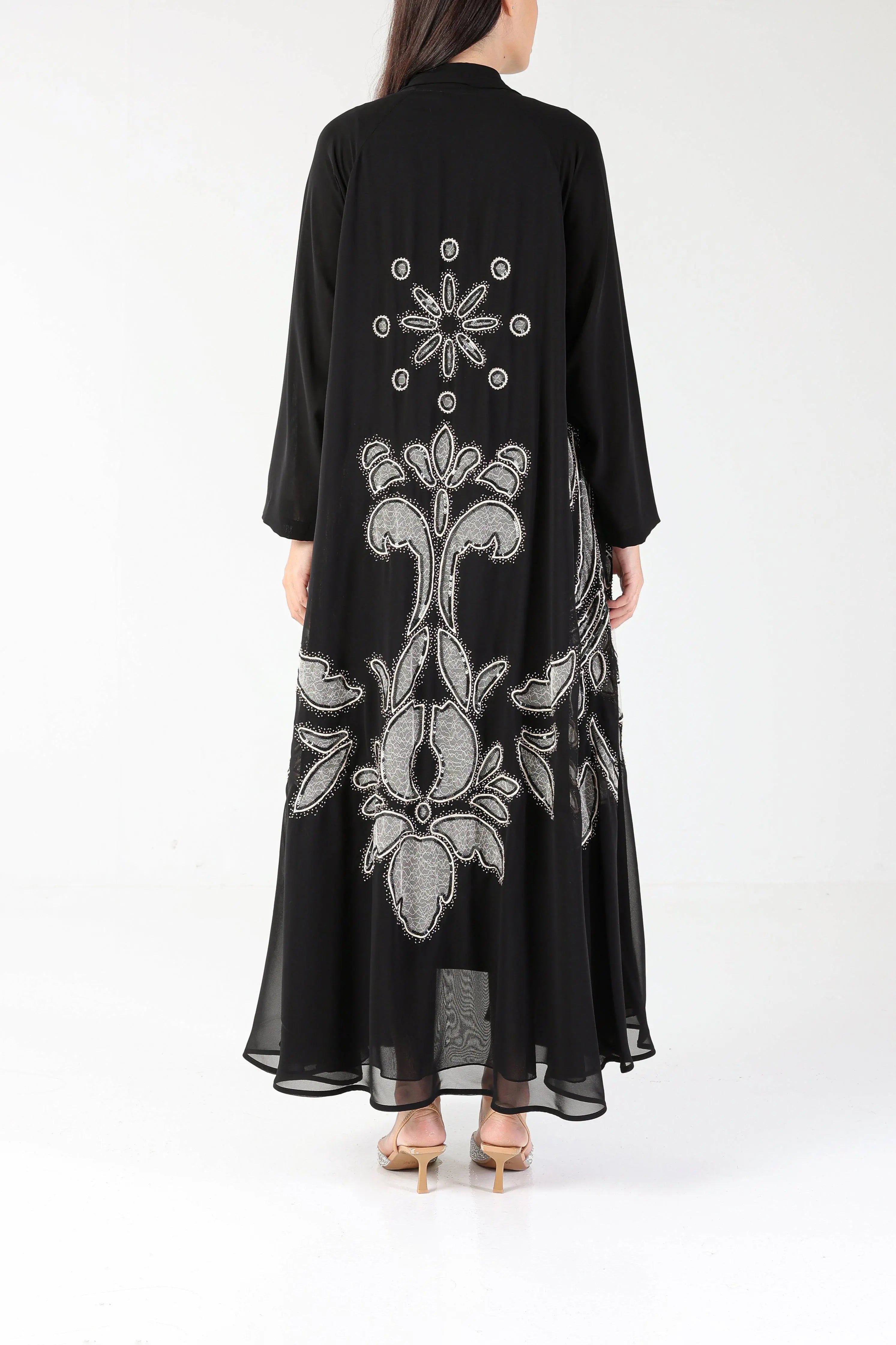 Solaris on Black Chiffon Sui Abaya