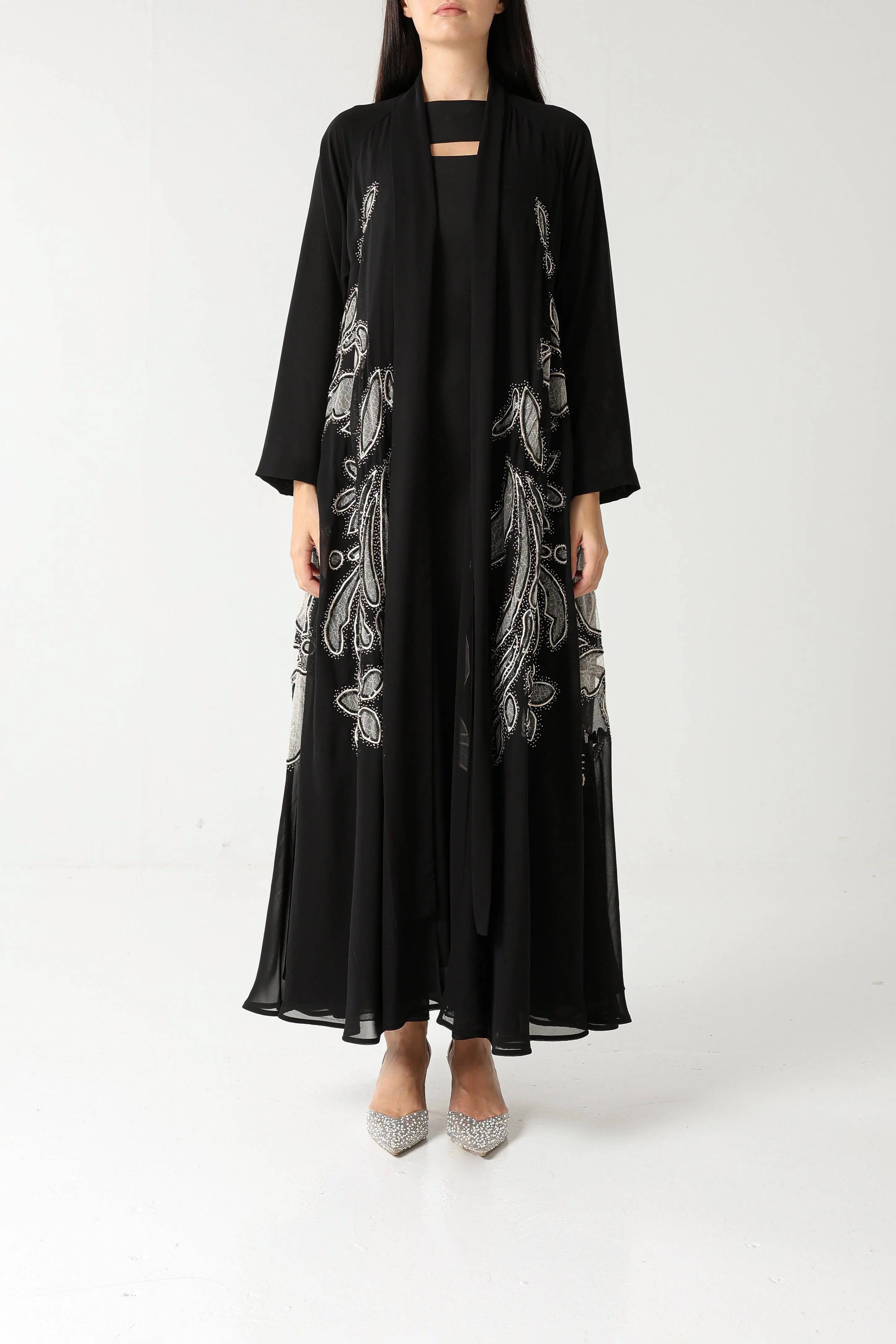 Solaris on Black Chiffon Sui Abaya