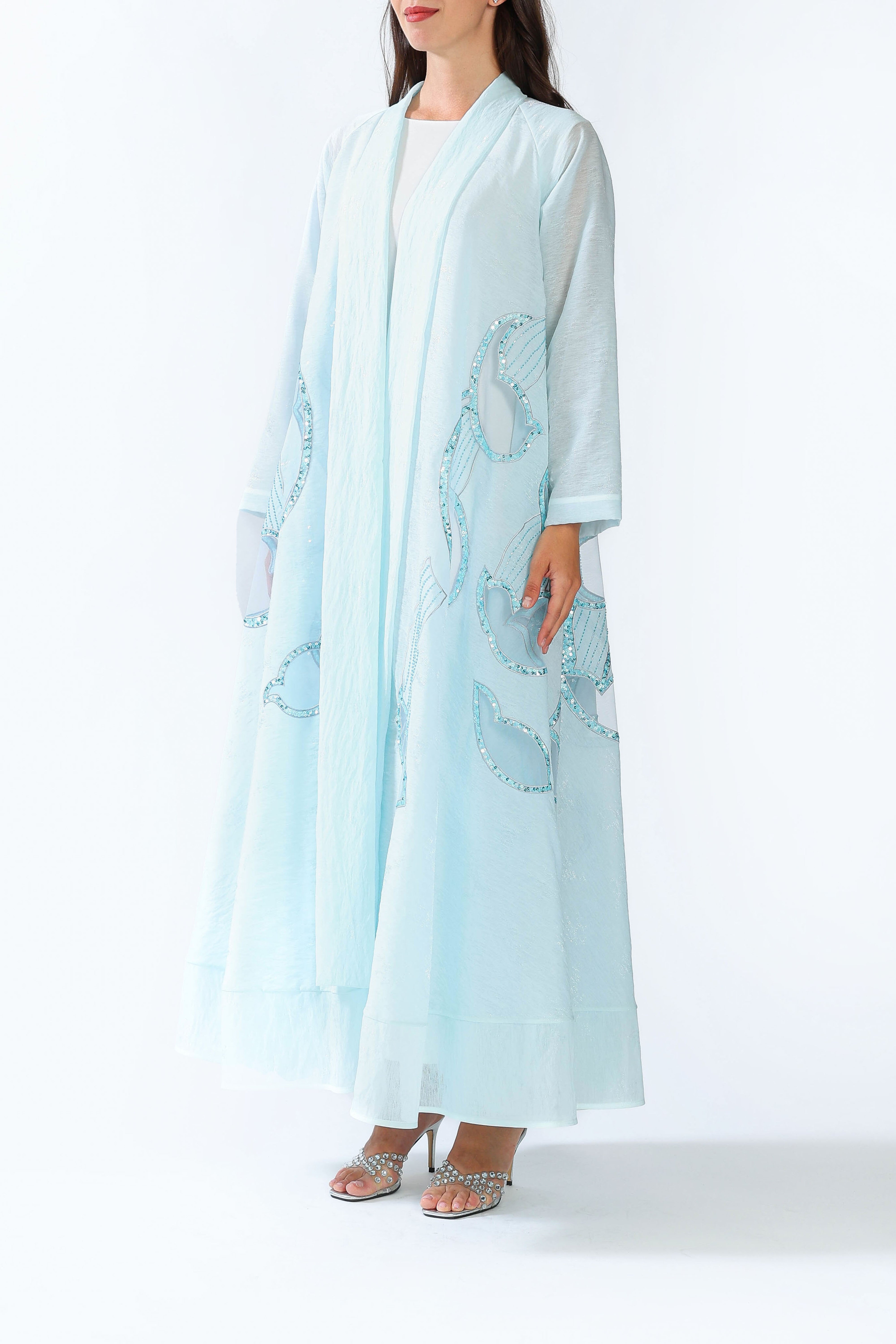Blooming Petals on Blue Jacquard