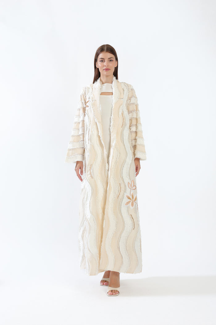 Wavy Stream on Beige Cotton