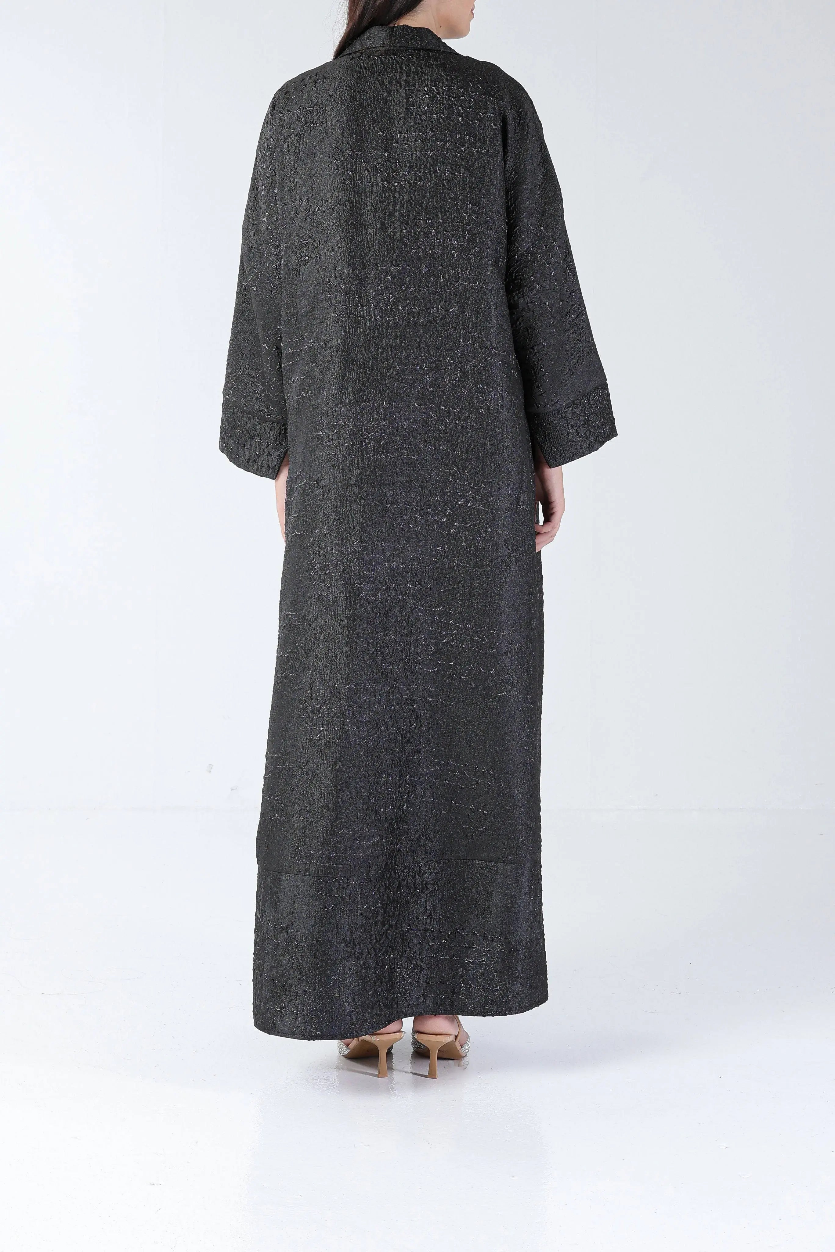 Shiny Stars on Black Brocade Sui Abaya