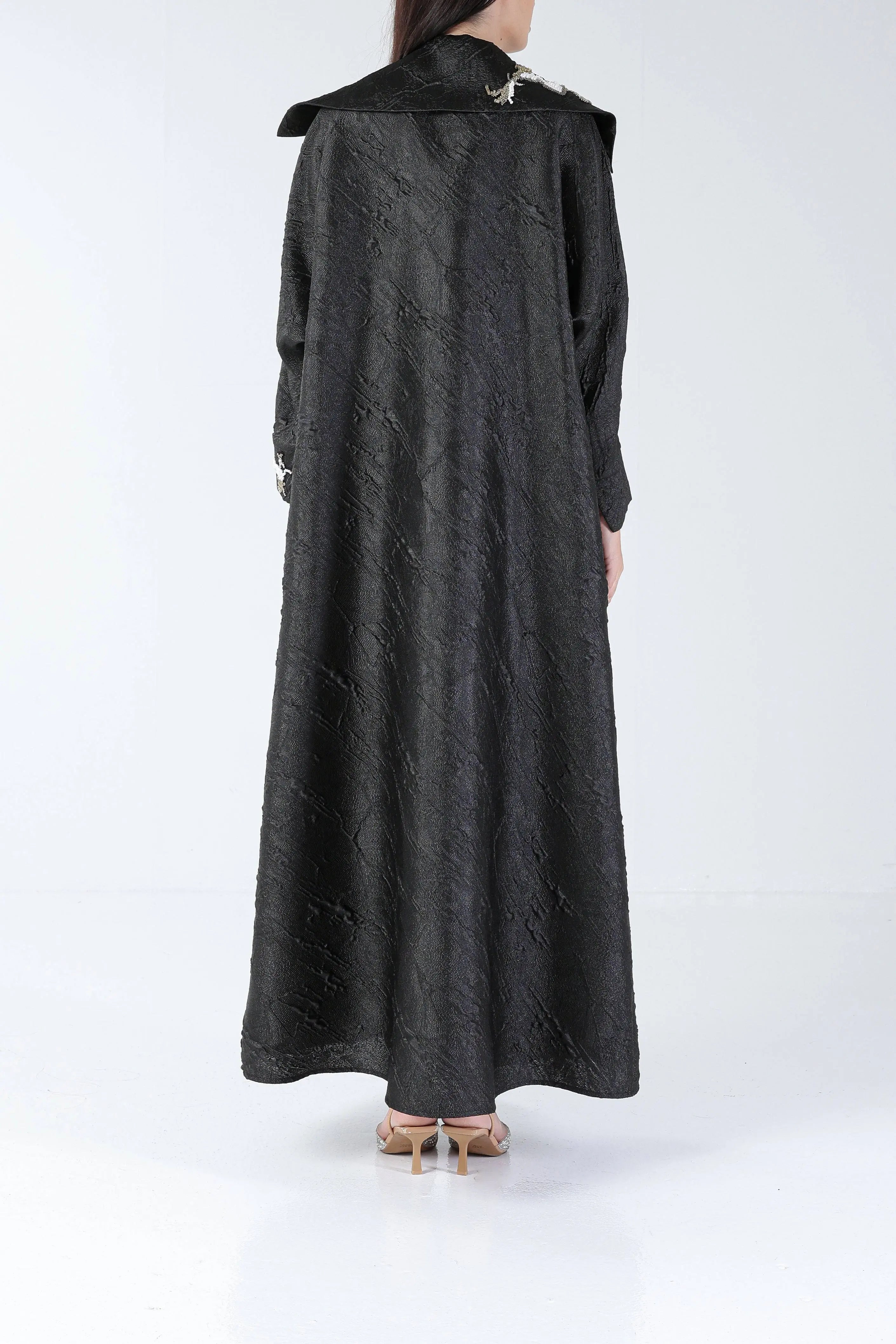 Stream on Black Brocade Sui Abaya