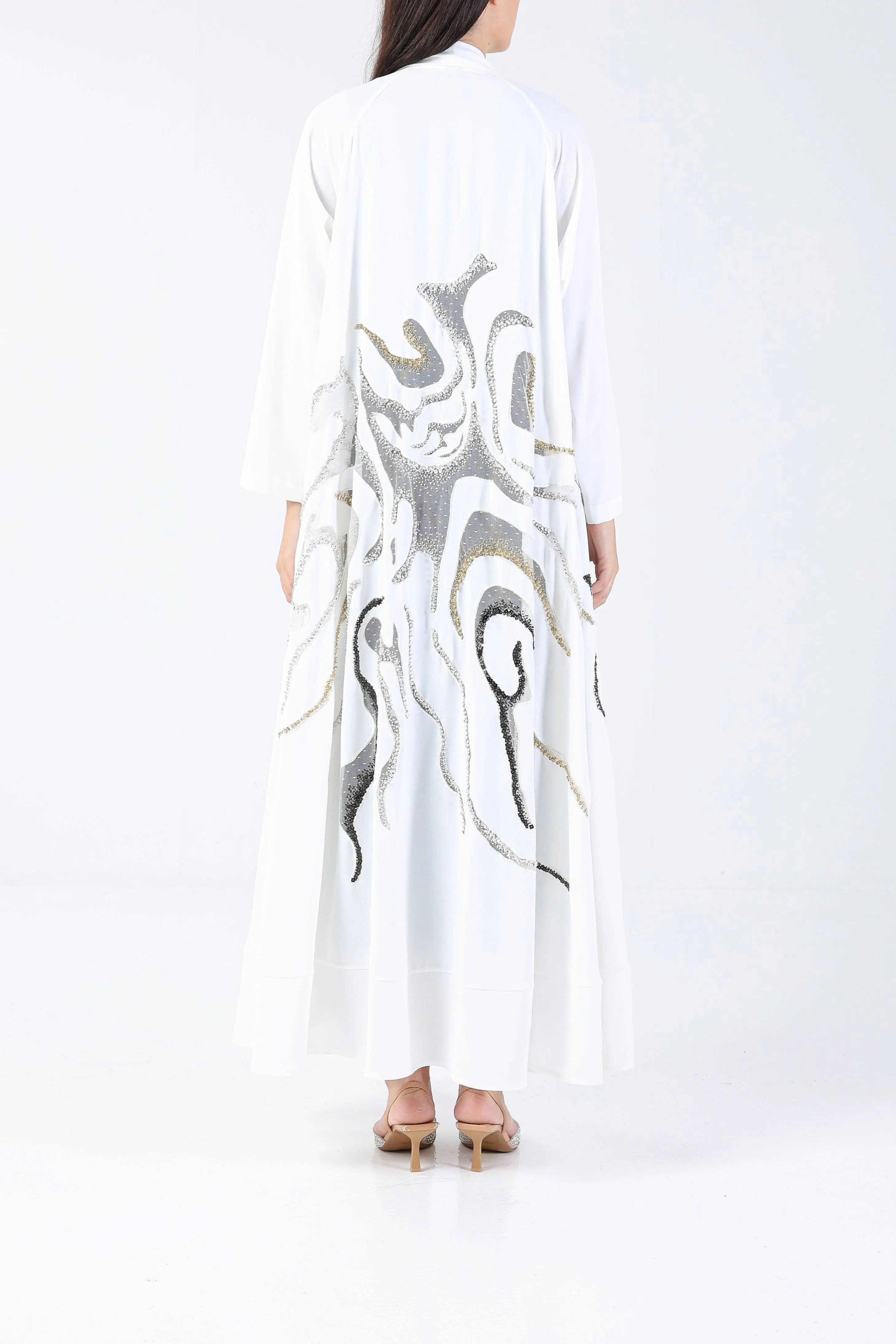 Ripple on Off-white Crepe Sui Abaya