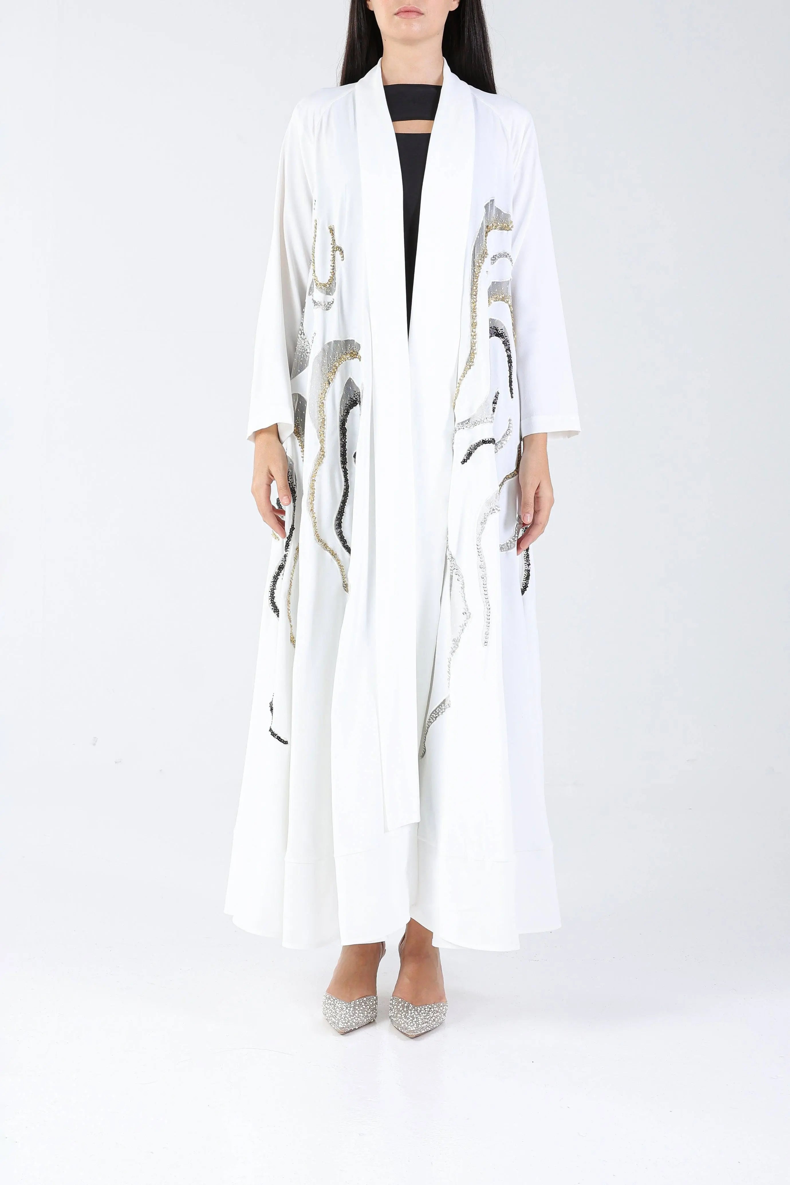 Ripple on Off-white Crepe Sui Abaya