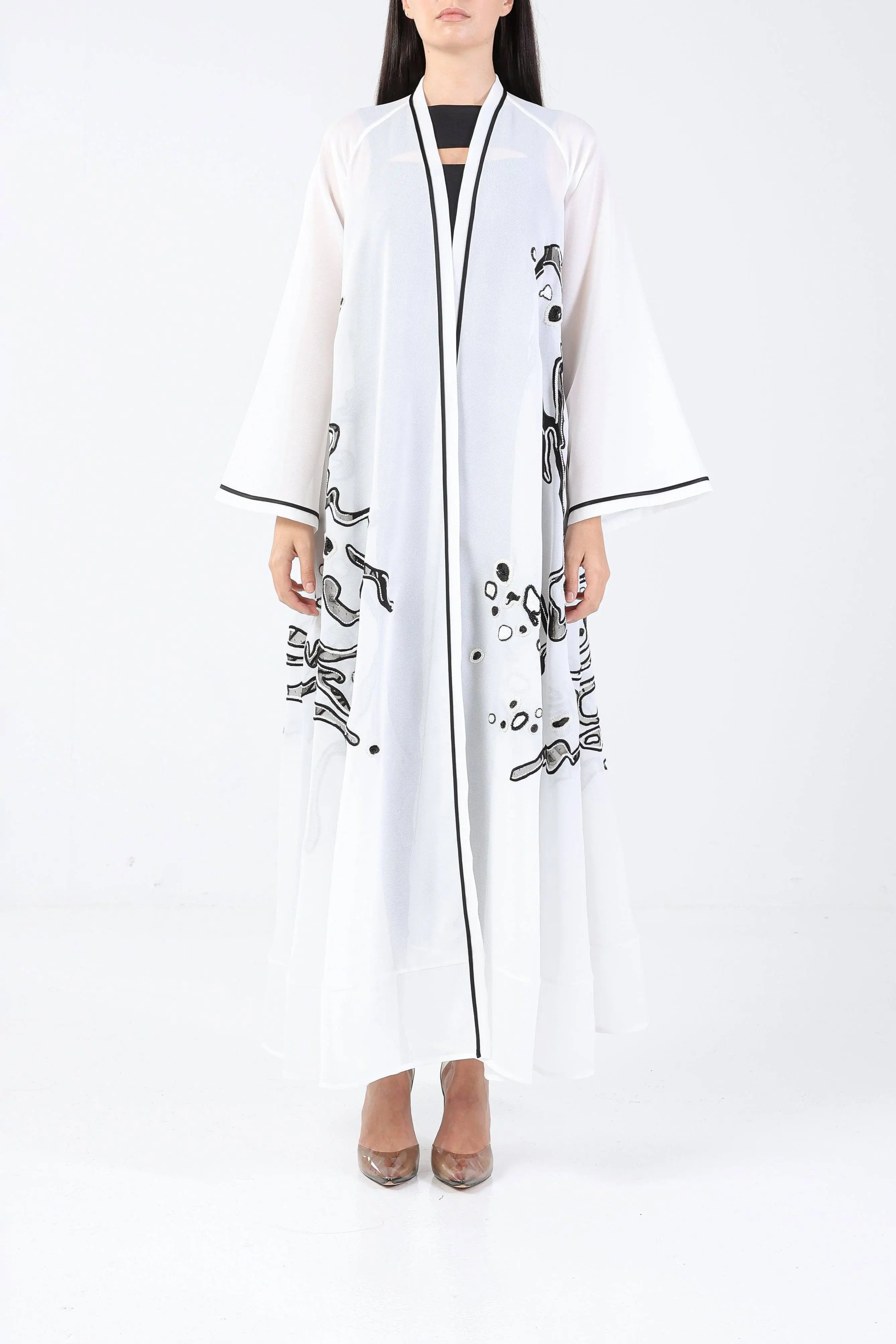 Island on Off-white Mesh Sui Abaya