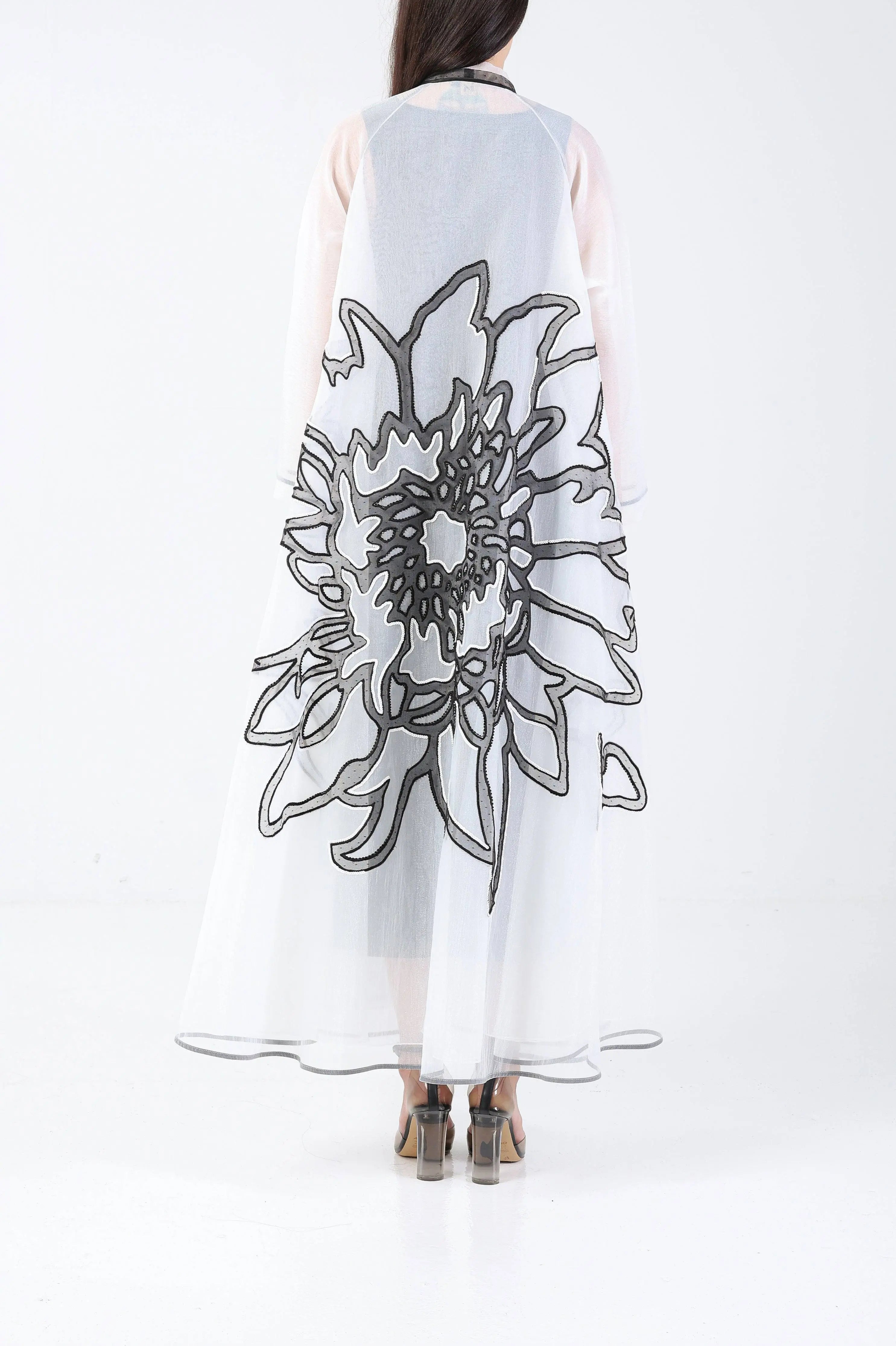 Blossom on White Organza Sui Abaya