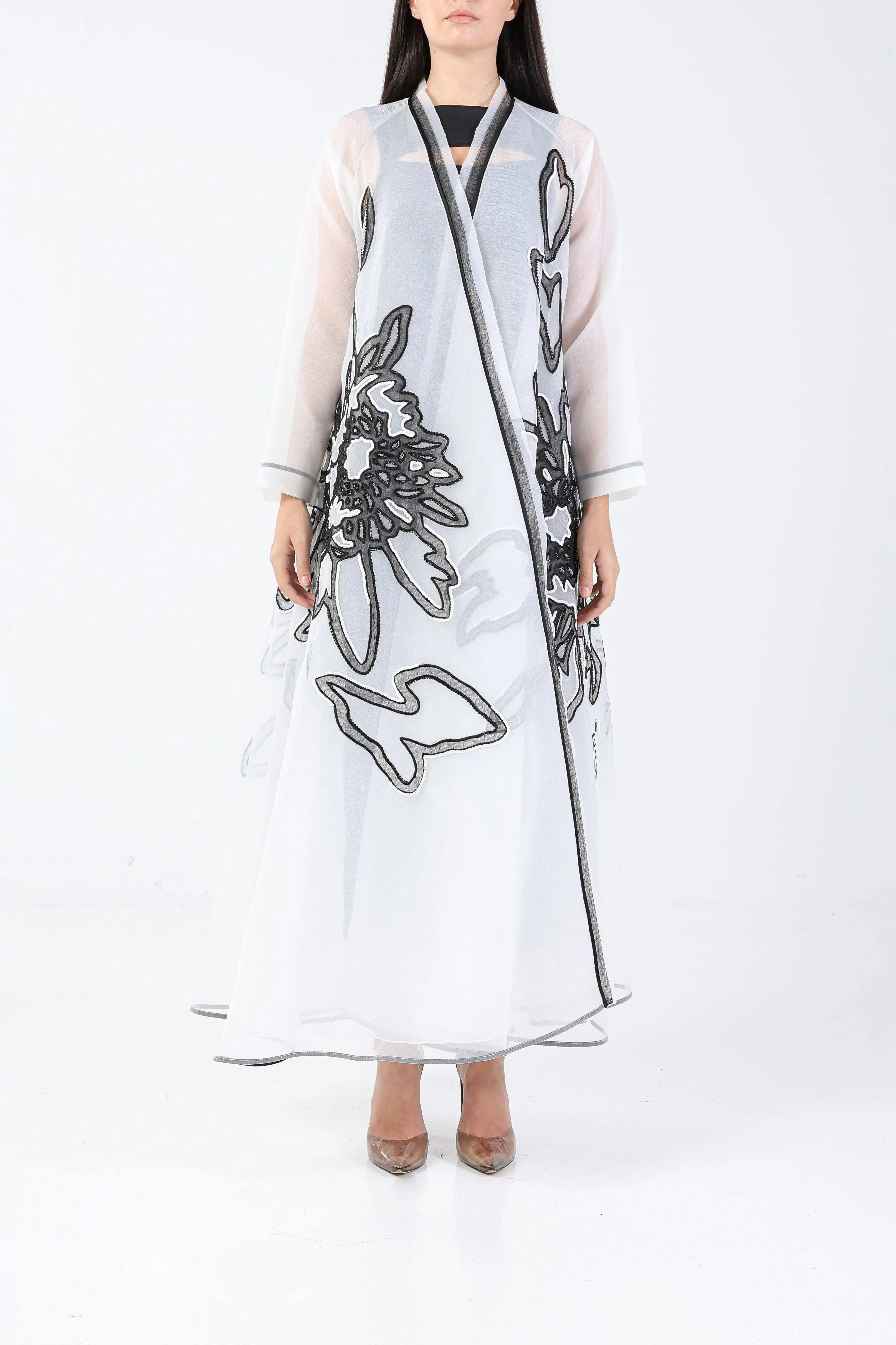 Blossom on White Organza Sui Abaya