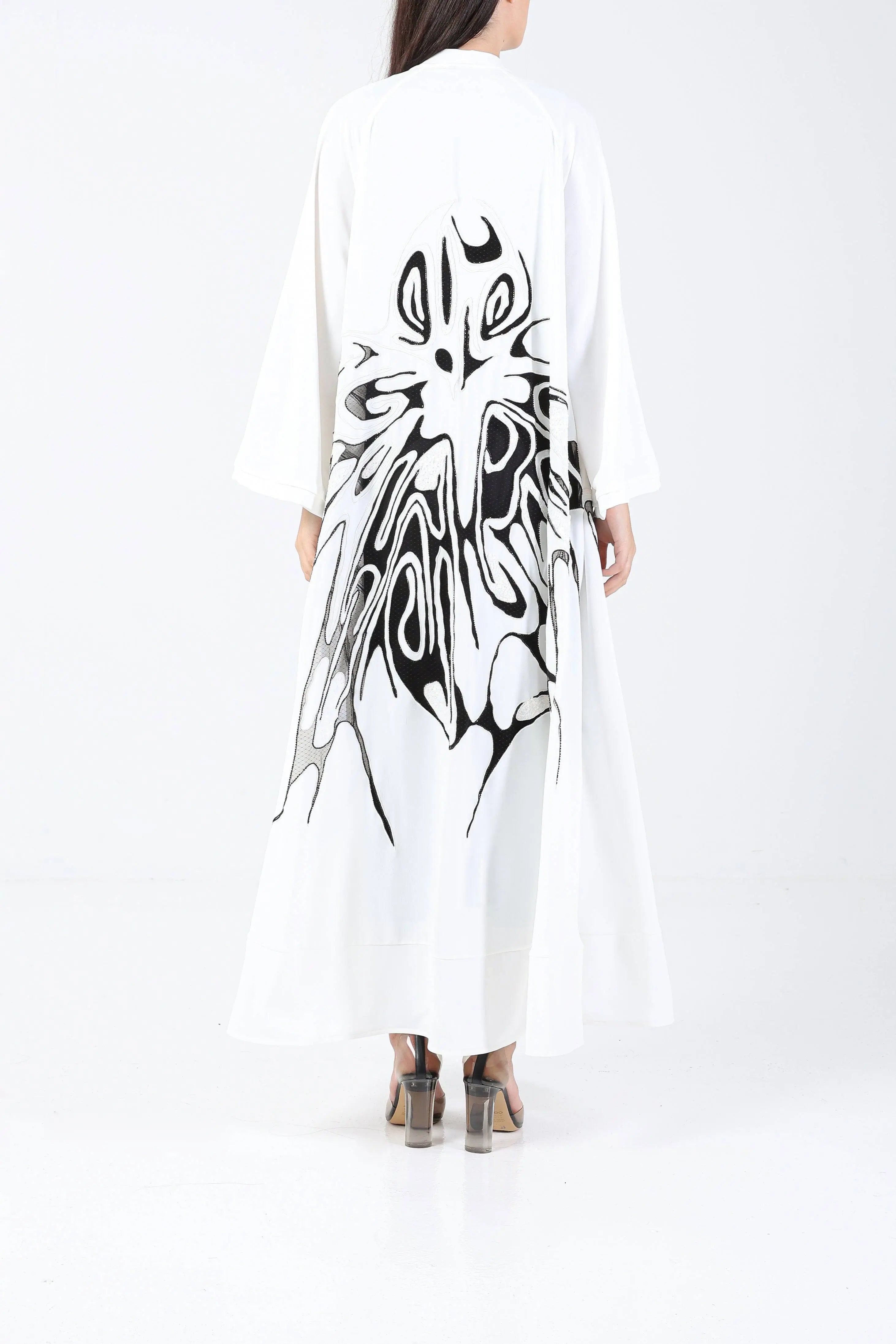 Radiance on Off-white Crepe Sui Abaya