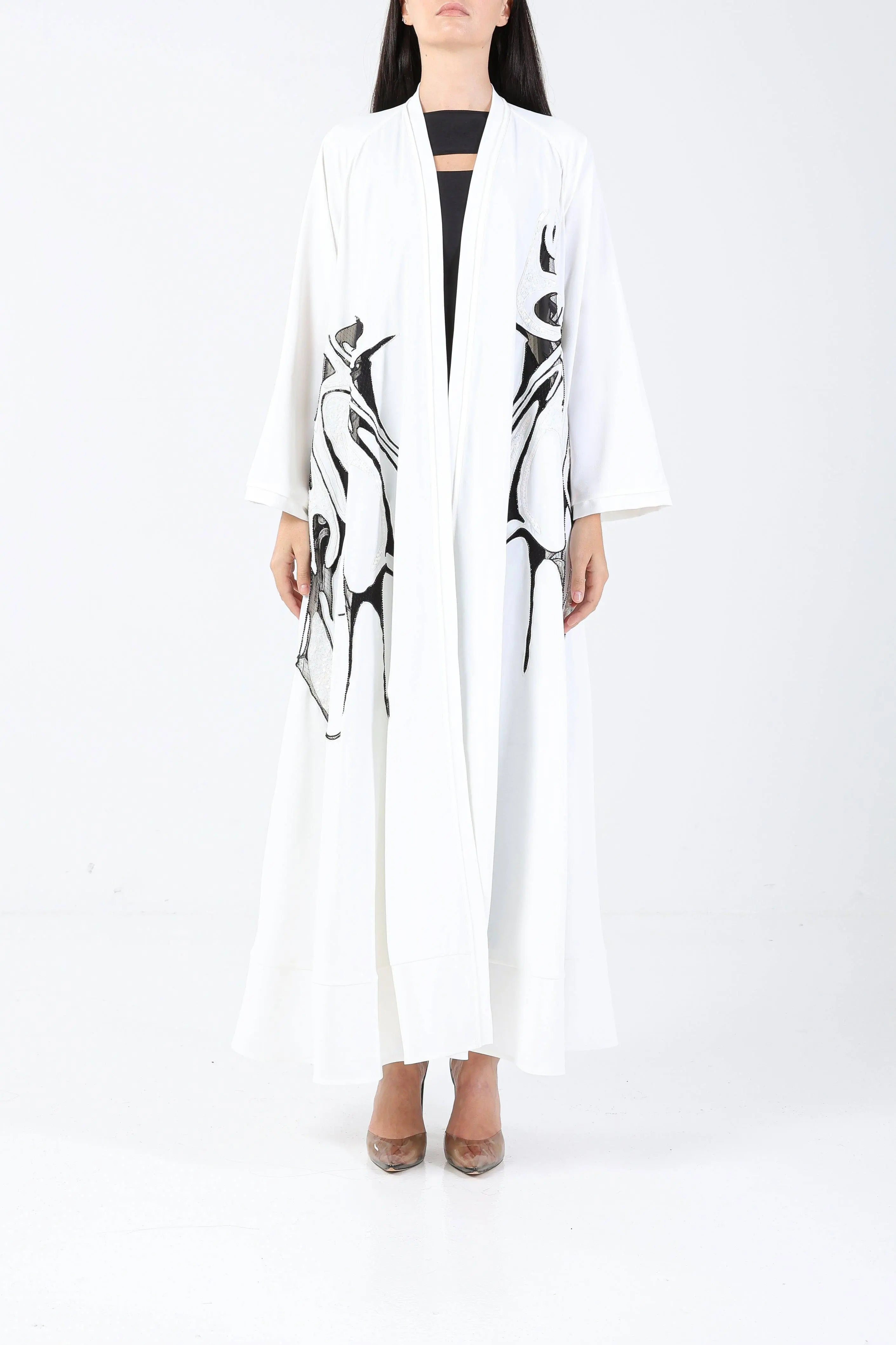 Radiance on Off-white Crepe Sui Abaya
