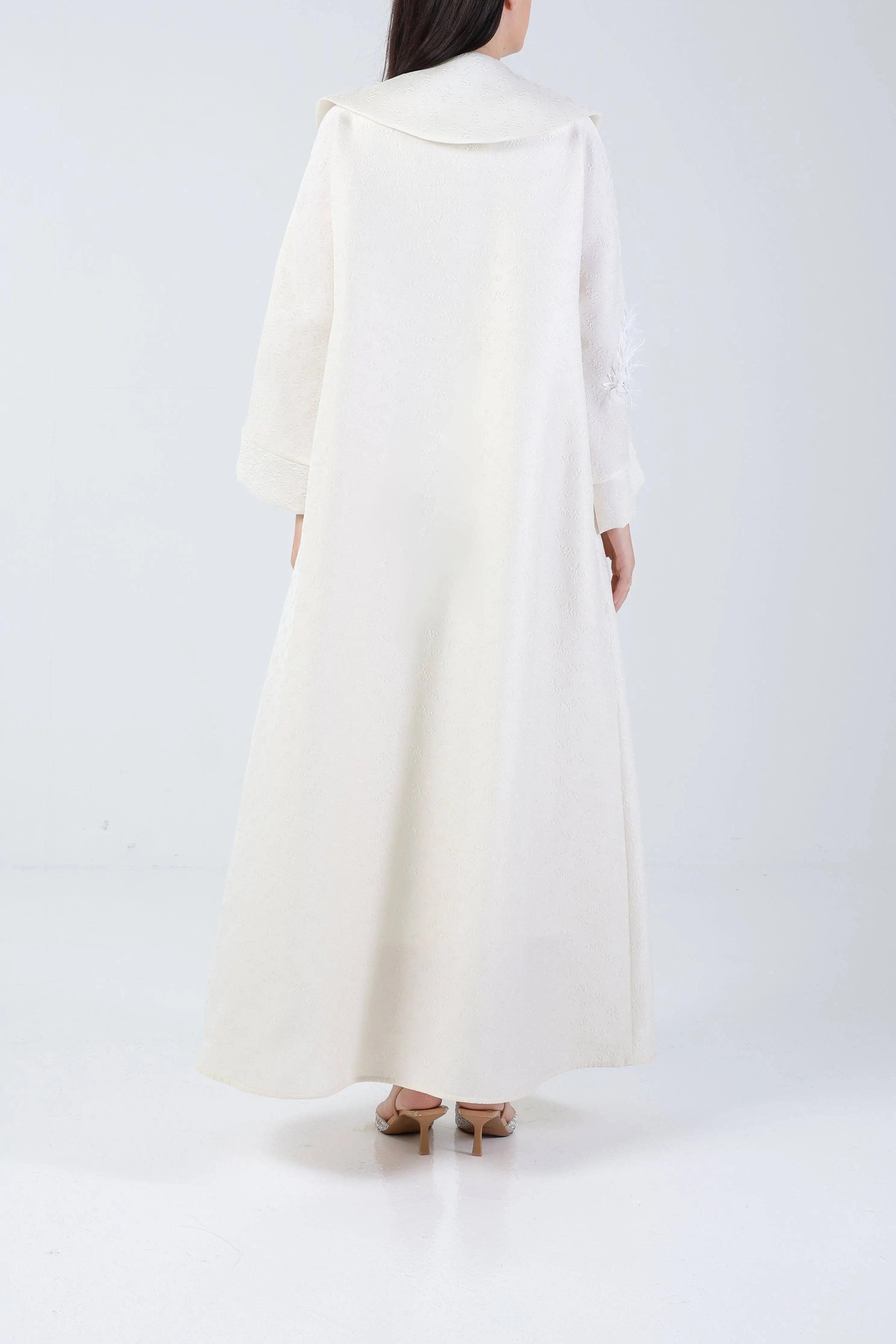 Koi on Cream Brocade Sui Abaya