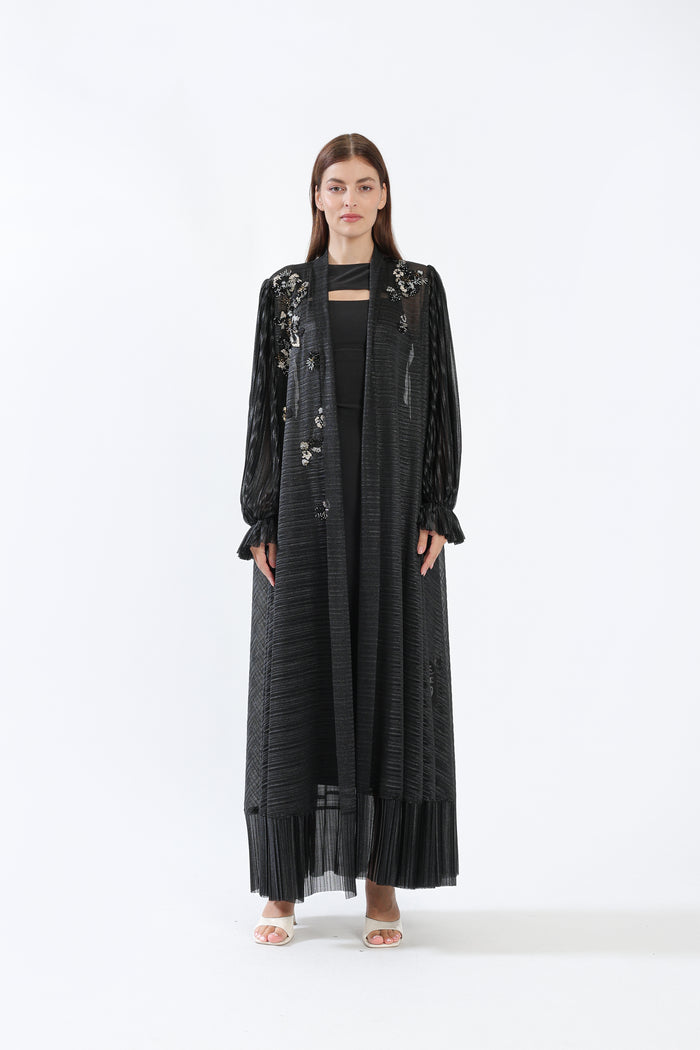 Moonlit Blossoms on Black Chiffon
